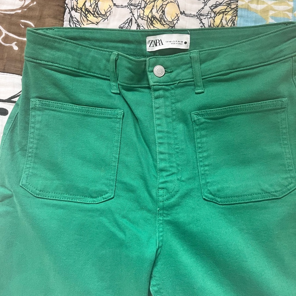 Green Zara Jeans - lightly worn. Size 8. Excellent condition